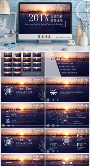 唯美清新PPT 工作总结汇报PPT模板预览图