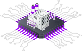 电路板紫色线条图卡通科技kv主视觉素材