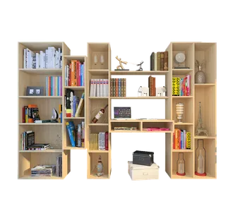 免抠书房设计书橱书柜，书桌定制，书柜组合，高档书架