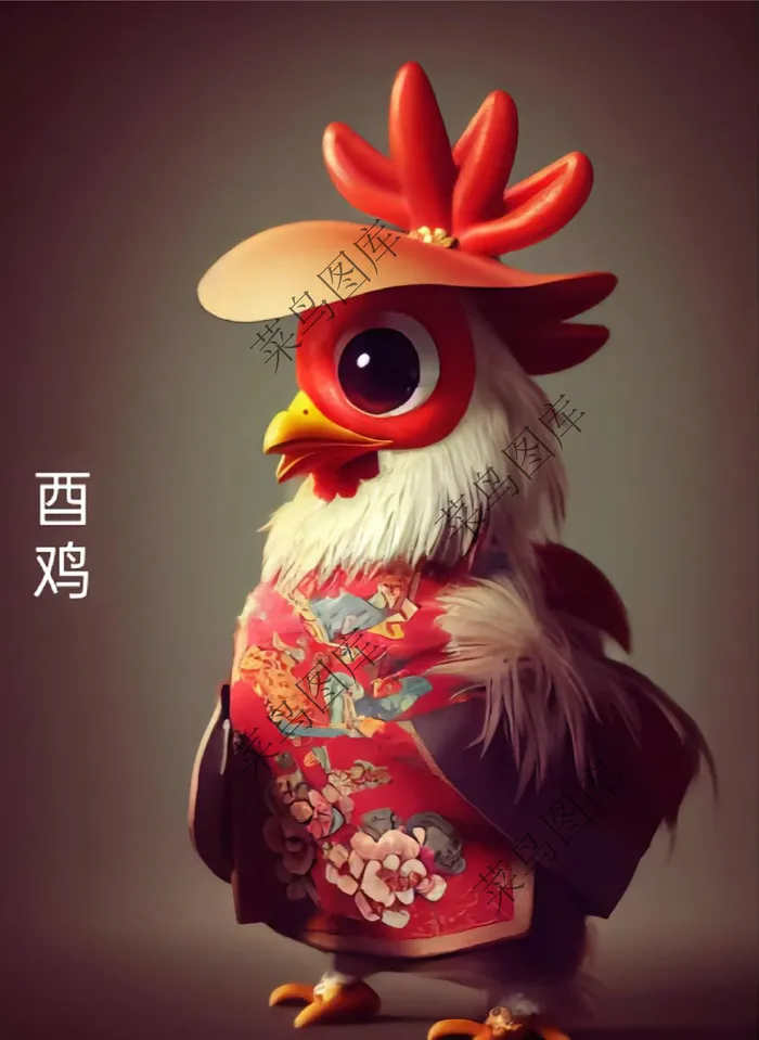 十二生肖-鸡-高清图ai矢量模版下载