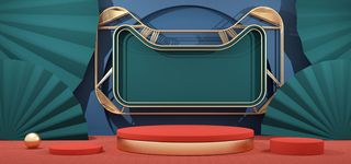 中国风国潮电商促销首页海报C4D背景图3D场景立体设计PSD素材模板