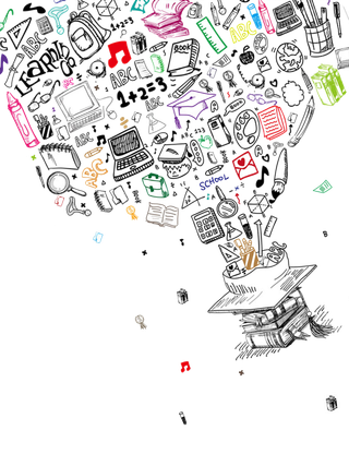 培训班招生卡通少儿兴趣班书本学习工具线条