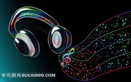 灰黑色背景耳机图片