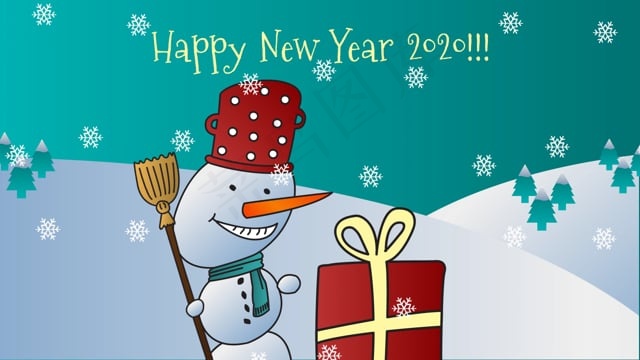 新的一年, 快乐的, 季节, 雪人