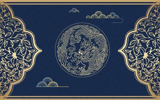 宫廷风中式国潮古典祥云建筑仙鹤海报背景PSD分层设计素材模板