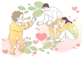 卡通妈妈宝贝插画PSD素材