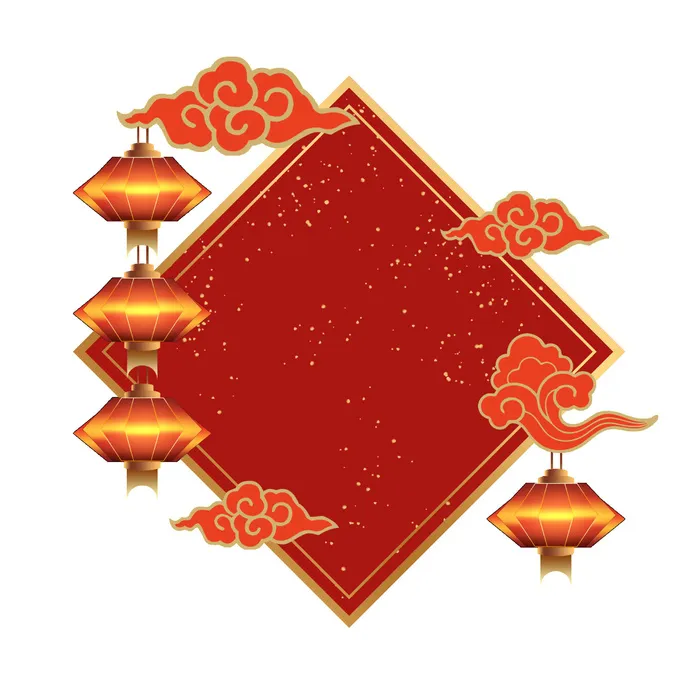 灯笼框装饰新年psd模版下载