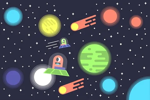 可爱卡通星空天空宇宙太空星球星系飞碟背景