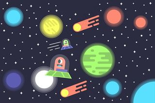 可爱卡通星空天空宇宙太空星球星系飞碟背景