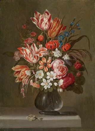 郁金香花瓶花卉静物油画图片