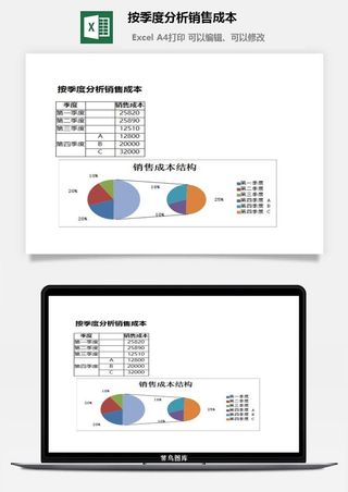 按季度分析销售成本excel模板