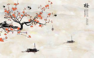 寒梅傲雪背景墙
