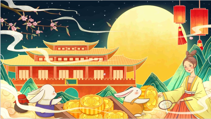 中秋节插画psd模版下载