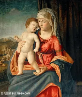 处女和孩子肖像油画图片 处女和孩子肖像油画图片