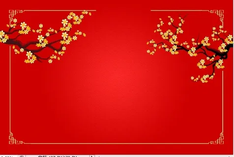 新年红色梅花框 新年红色梅花框