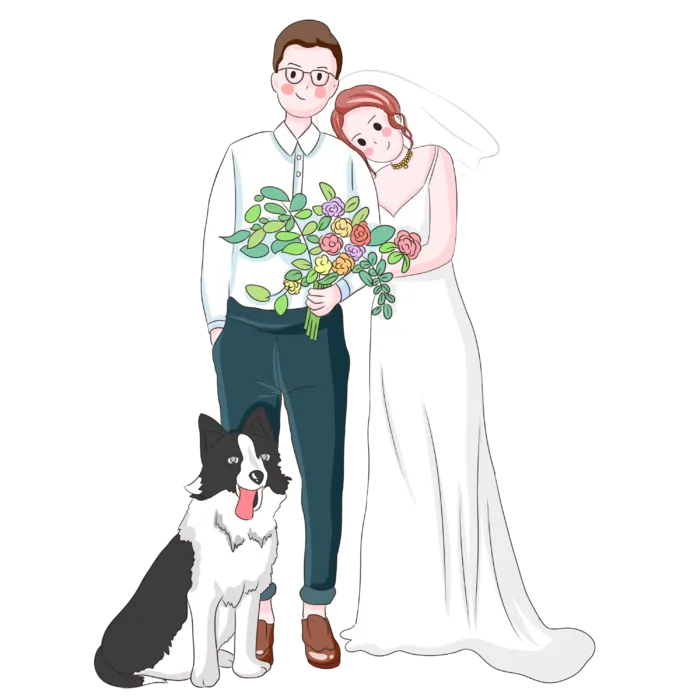 婚纱卡通人物婚礼白纱结婚婚纱摄影手绘