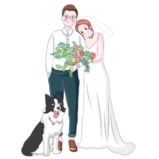 婚纱卡通人物婚礼白纱结婚婚纱摄影手绘