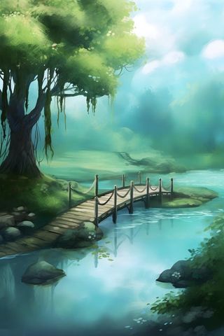 古风淡雅柳叶树青色空灵背景