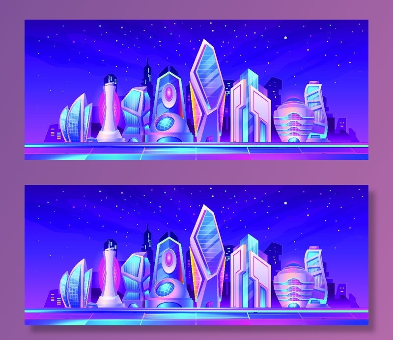 时尚潮流赛博朋克元宇宙虚拟城市夜景Banner海报背景AI矢量图素材eps,ai矢量模版下载