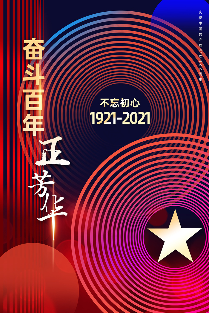 红色七一建党100周年海报psd模版下载