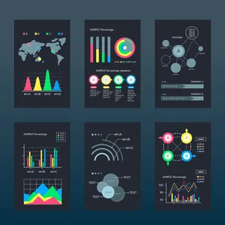 科技互联网柱状折线图数据统计信息图表元素AI矢量设计素材模板