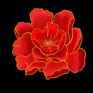 手绘国潮中国风古典牡丹花国花花卉装饰图案PSD设计素材