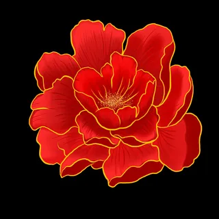 手绘国潮中国风古典牡丹花国花花卉装饰图案PSD设计素材