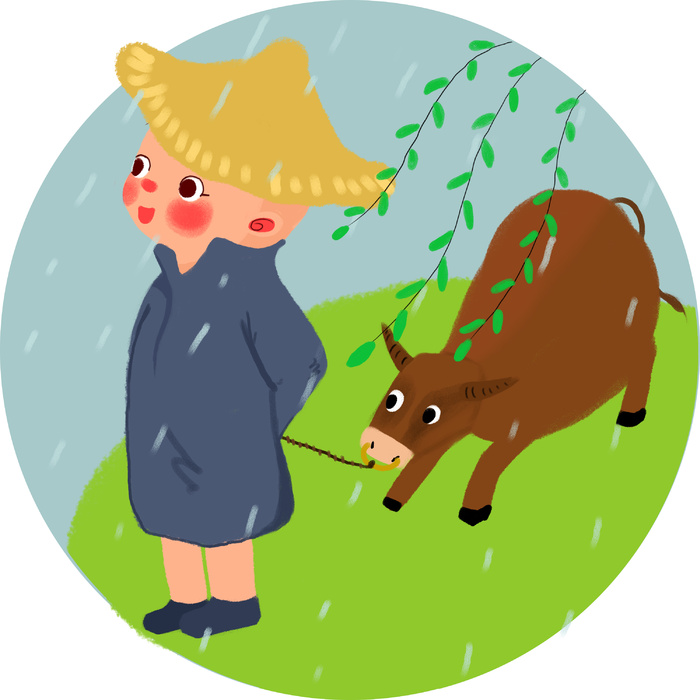 清明清明节卡通牧童放牛