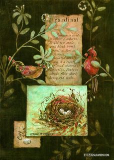 鸟窝植物高清艺术油画