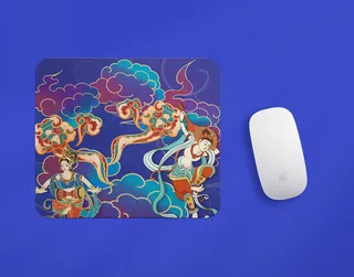 国潮风敦煌飞天插画文创品牌VI提案LOGO展示样机PSD设计素材