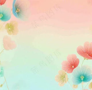 彩色简约鲜花花束郁金香渐变花朵