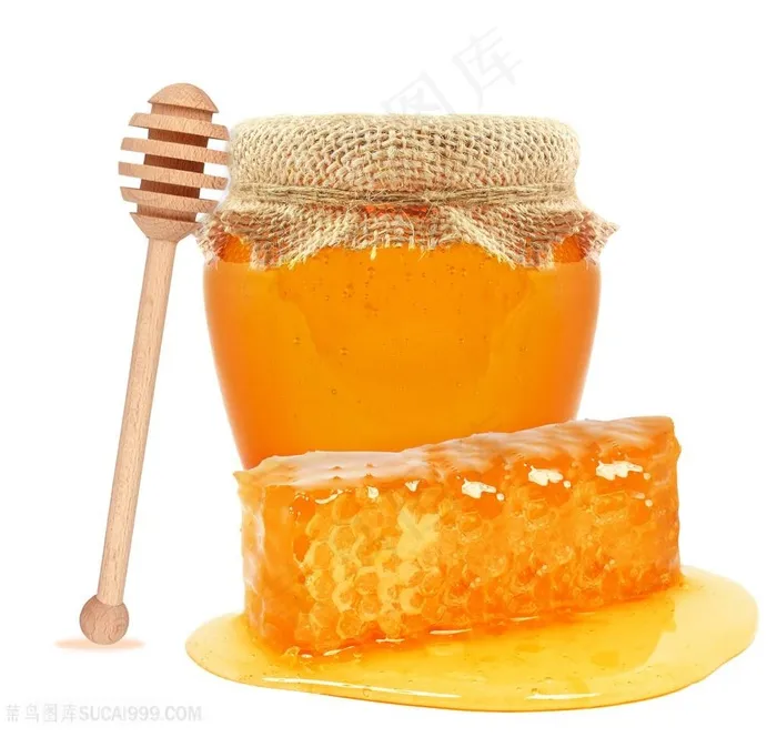 高清图美味的蜂蜜与蜂蜜棒