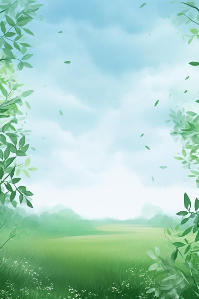 夏天小满绿色清新背景图
