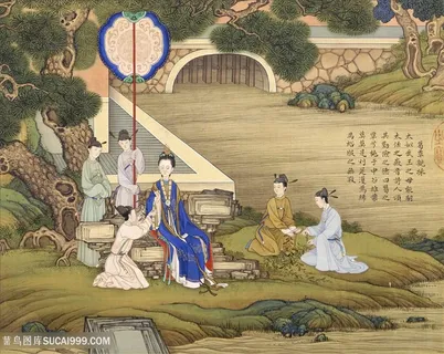 葛覃亲采古代贤德皇后绘画图片素材