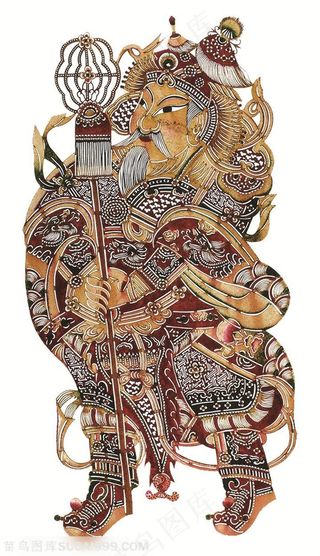 眼神祥和的老人皮影戏中国风图片