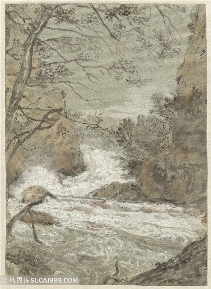 流水山脉唯美装饰画