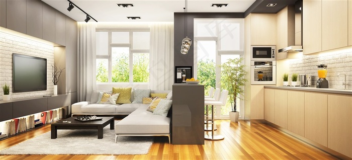 时尚现代感客餐厅高清摄影图