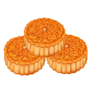 中秋水彩写实月饼花纹月饼美食免扣装饰素材