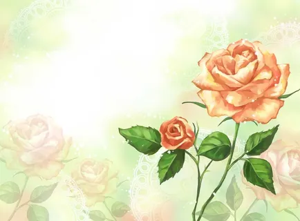 橙色浪漫唯美玫瑰花水墨油画背景图片素材