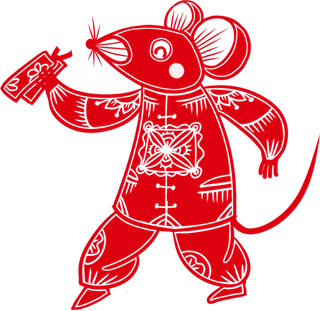 红色喜庆鼠年剪纸窗花新年快乐免扣PNG素材图片 (19)