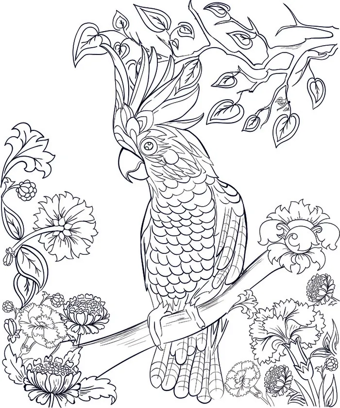卡通手绘鸟类黑白线描线稿eps,ai矢量模版下载