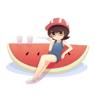 游泳度假女生泳圈清新元素