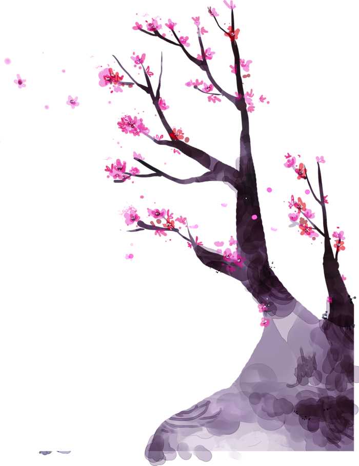 粉色简约风手绘鲜花花朵水墨画PNG素材图片 (90)