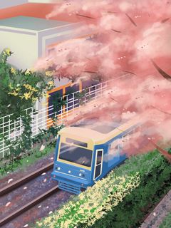 小清新烂漫手绘樱花春天到了插画