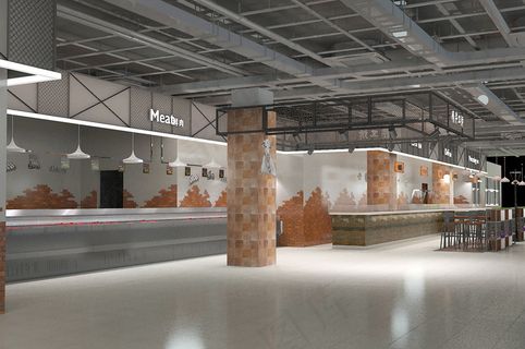 超市3d背景效果成列