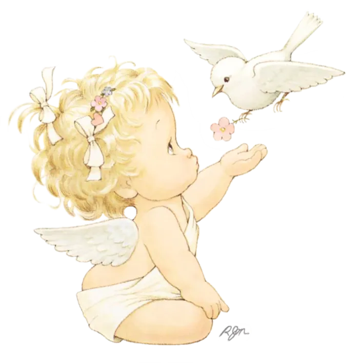 小孩小鸟卡通