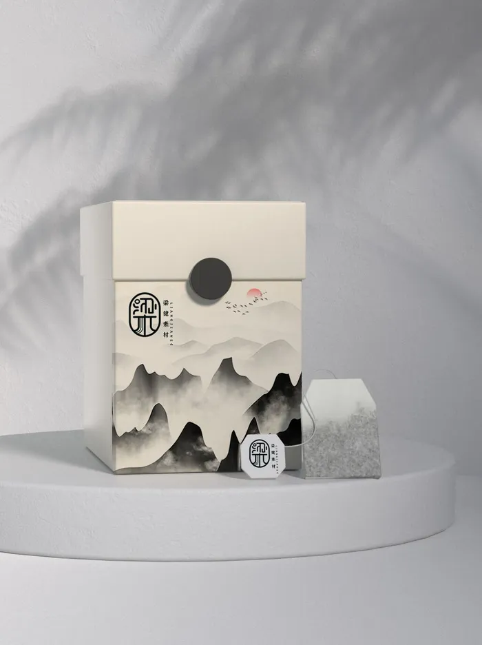 国风高档茶叶包装盒袋罐瓶LOGO标贴展示VI智能贴图样机PSD素材psd模版下载