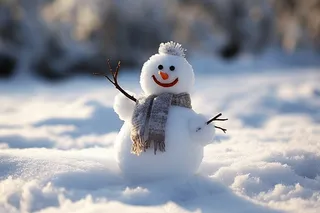 冬天雪地雪人白雪可爱摄影图