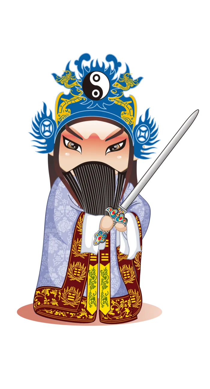 卡通京剧戏剧人物脸谱插画PNG图片 国潮中国风Q版戏剧人物PS素材