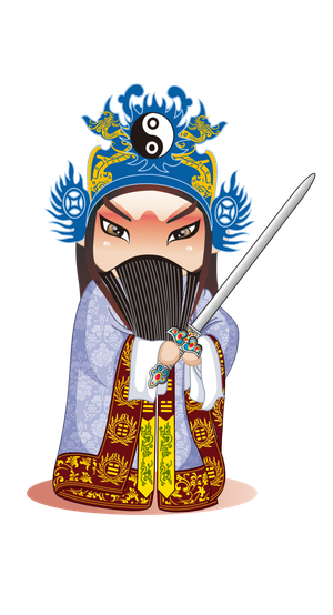 卡通京剧戏剧人物脸谱插画PNG图片 国潮中国风Q版戏剧人物PS素材